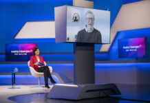 Sandra Maischberger interviewt Bill Gates für "maischberger. die woche"