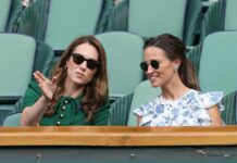 Herzogin Kate (li.) mit ihrer Schwester Pippa Matthews beim Tennisturnier in Wimbledon im Jahr 2019.