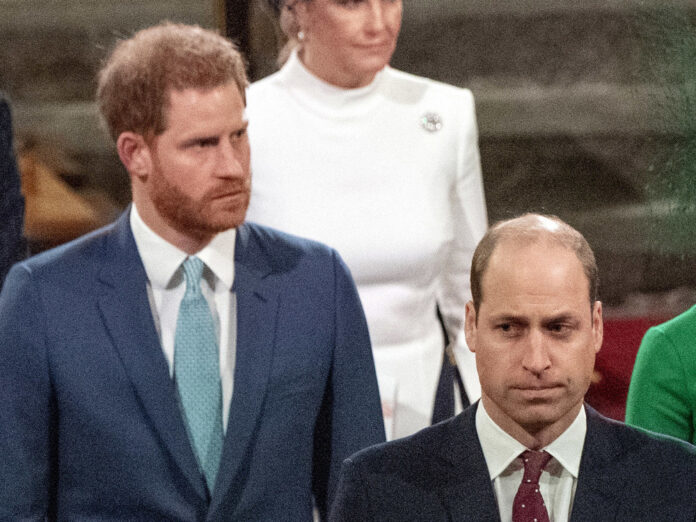 Prinz Harry (li.) und Prinz William bei einem Gottesdienst in London 2020.
