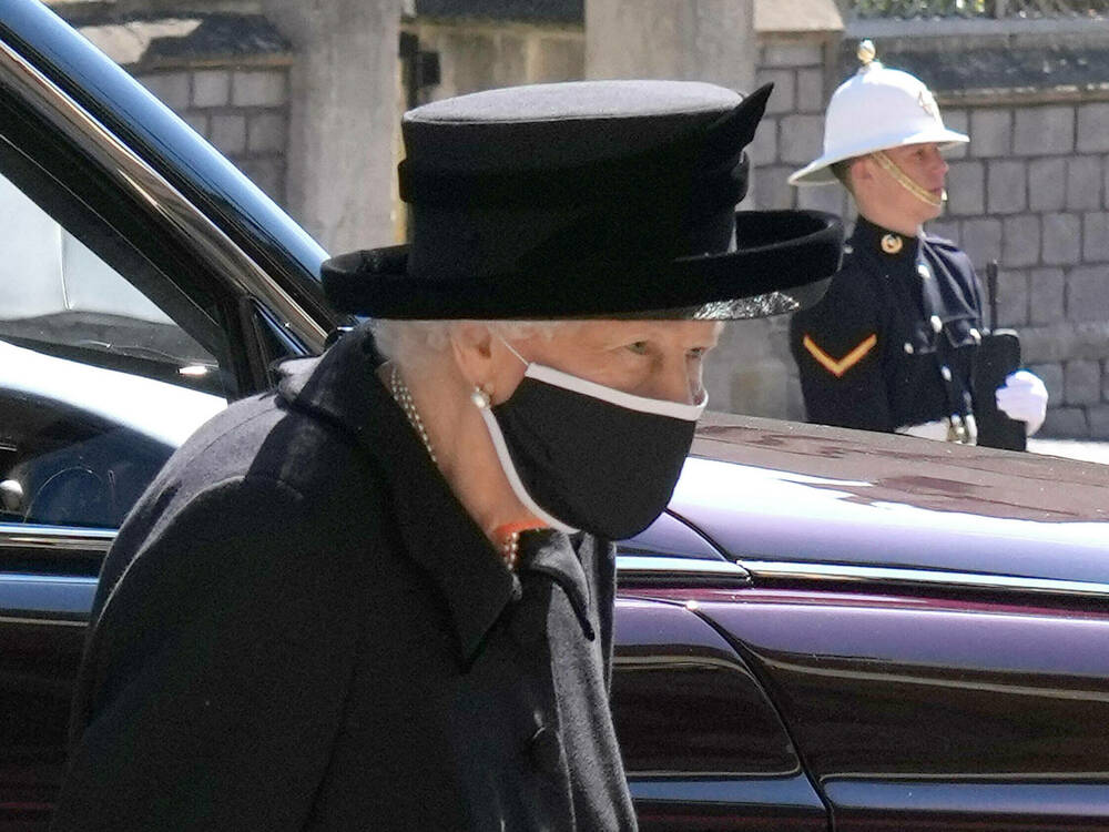 Die Queen auf der Beerdigung ihres Ehemannes Prinz Philip am 17. April.