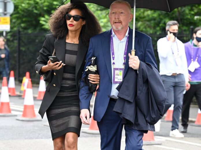 Boris Becker mit Lilian De Carvalho Monteiro auf dem Weg zum Tennisturnier in Wimbledon.