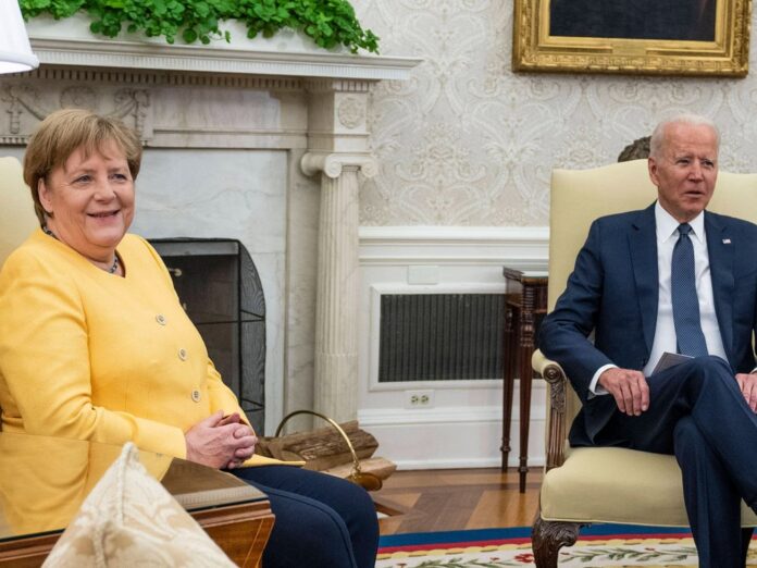 Angela Merkel während ihres Treffens mit Joe Biden im Weißen Haus