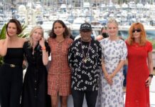 Jurypräsident Spike Lee mit seinen Jurykolleginnen beim Filmfestival in Cannes.