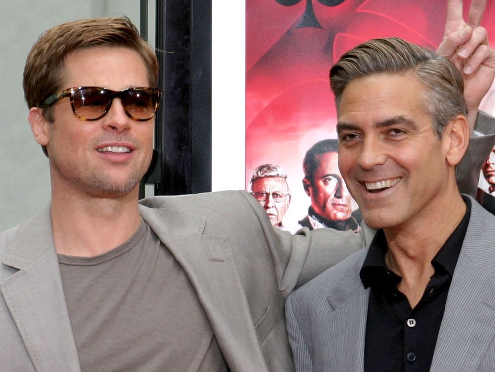 Brad Pitt und George Clooney bei einem Pressetermin zu "Ocean's 13"