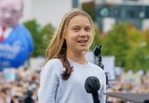 Greta Thunberg während einer Rede in Berlin.