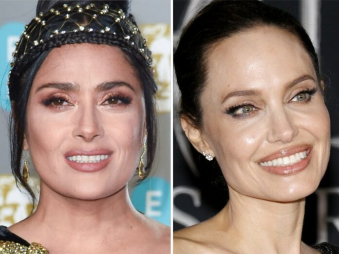 Salma Hayek (li.) versteht sich blendend mit Angelina Jolie.