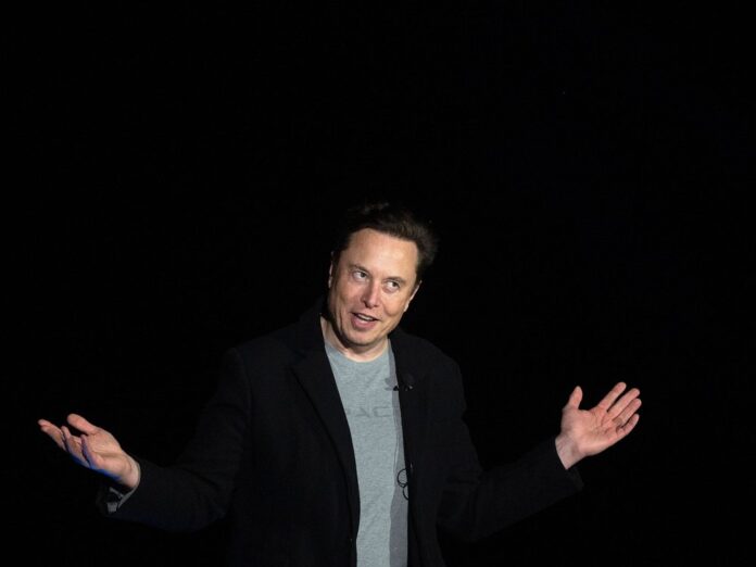 Elon Musk während einer SpaceX-Präsentation.