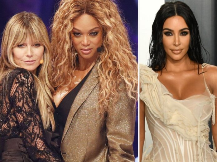 Heidi Klum und Tyra Banks haben für Kim Kardashian (v.l.n.r.) gemodelt.