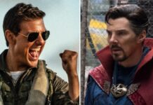 Maverick versus Marvel: Tom Cruise (li.) als Pete Mitchell in "Top Gun: Maverick" und Benedict Cumberbatch als Doctor Strange im gleichnamigen Comic-Blockbuster.