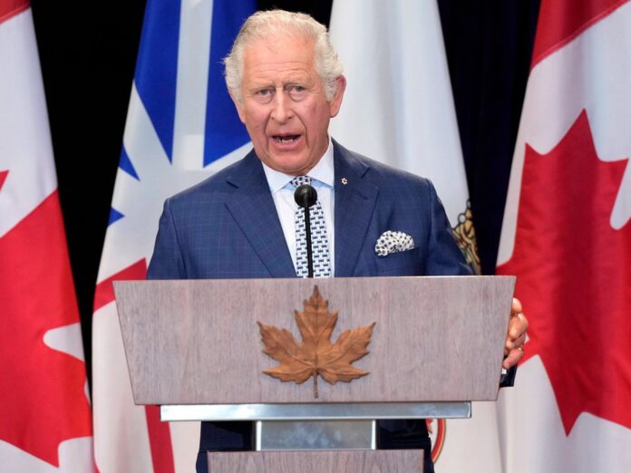 Prinz Charles in Kanada bei seiner Rede im Mai 2022.