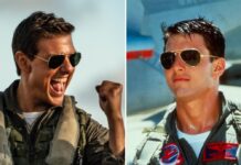 Zwischen diesen beiden Bildern liegen über 35 Jahre: Tom Cruise in "Top Gun" (r.) und dessen Nachfolger "Top Gun: Maverick".