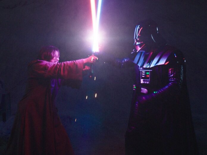 Obi-Wan Kenobi und Darth Vader beim Lichtschwert-Duell.