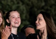 Angelina Jolie (r.) mit ihrer Tochter Shiloh Jolie-Pitt beim Måneskin-Konzert in Rom.