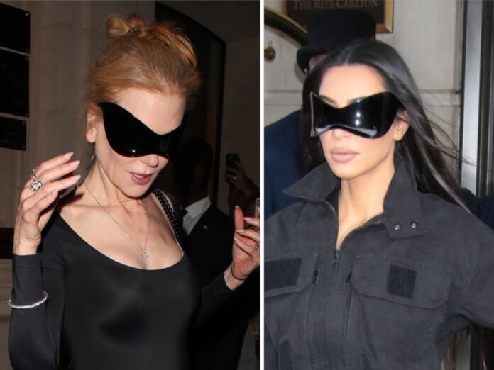 Nicole Kidman (l.) hat sich offenbar Inspiration von Kim Kardashian geholt und die gleiche extravagante Sonnenbrille getragen.