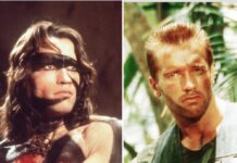 Vor 40 und 35 Jahren: Arnold Schwarzenegger als "Conan der Barbar" (l.) und als Major "Dutch" Schaefer in "Predator".