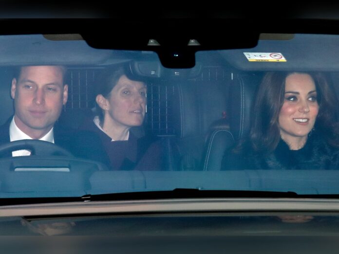 Prinz William mit seiner Gattin Herzogin Kate (r.) und Kindermädchen Maria Borrallo.