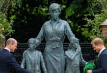 Prinz William und Prinz Harry mit der Statue von Prinzessin Diana.
