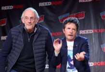 Christopher Lloyd (l.) und Michael J. Fox auf der Bühne der New York Comic Con.