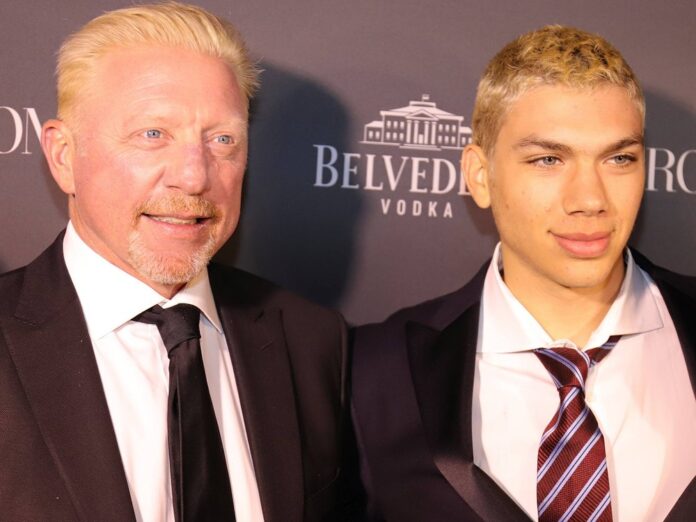 Boris Becker (li.) mit seinem Sohn Elias auf dem roten Teppich.
