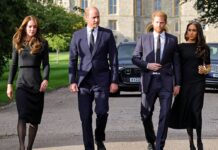 Prinz William und Prinzessin Kate (l.) neben Prinz Harry und Herzogin Meghan.