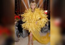 Heidi Klum war in ihrem gelben Outfit nicht zu übersehen.