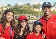 Da waren sie noch glücklich: Tiger Woods mit Freundin Erica Herman (2.v.l.) und seinen beiden Kindern aus der Ehe mit Elin Nordegren.