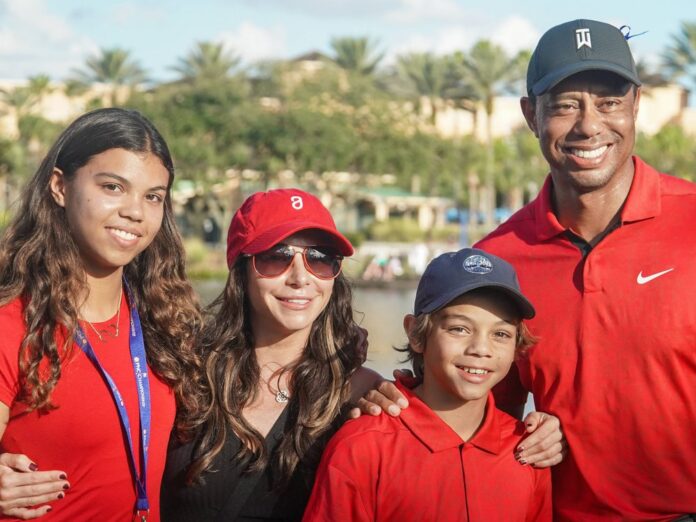 Da waren sie noch glücklich: Tiger Woods mit Freundin Erica Herman (2.v.l.) und seinen beiden Kindern aus der Ehe mit Elin Nordegren.