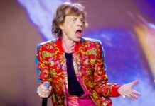 Mick Jagger auf der Bühne.