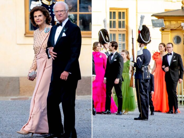 Das Königspaar und seine Dinner-Gesellschaft - unter anderem Prinzessin Sofia in Pink