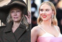 Scarlett Johansson (r.) bewundert Pamela Andersons "No-Make-up"-Auftritt bei der Pariser Fashion Week 2023.
