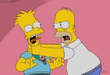 Homer Simpson (r.) wird Sohn Bart (hier in einer in der Zukunft spielenden Folge) weiter würgen.