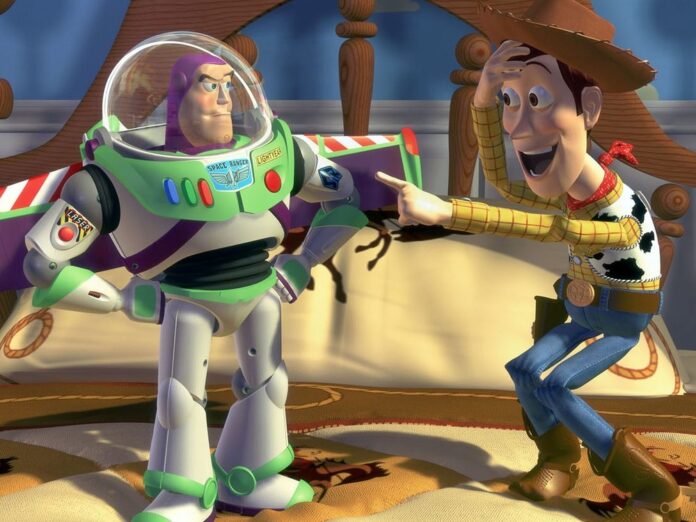 Die beiden Hauptfiguren Captain Buzz Lightyear und Sheriff Woody in 