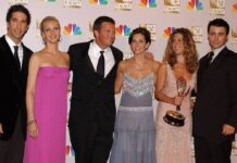 Alle "Friends"-Stars bei den Emmy Awards im Jahr 2002 v.l.n.r.: David Schwimmer