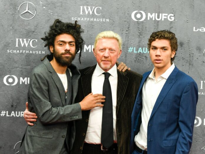Boris Becker mit seinen ältesten Söhnen Noah (li.) und Elias (re.).