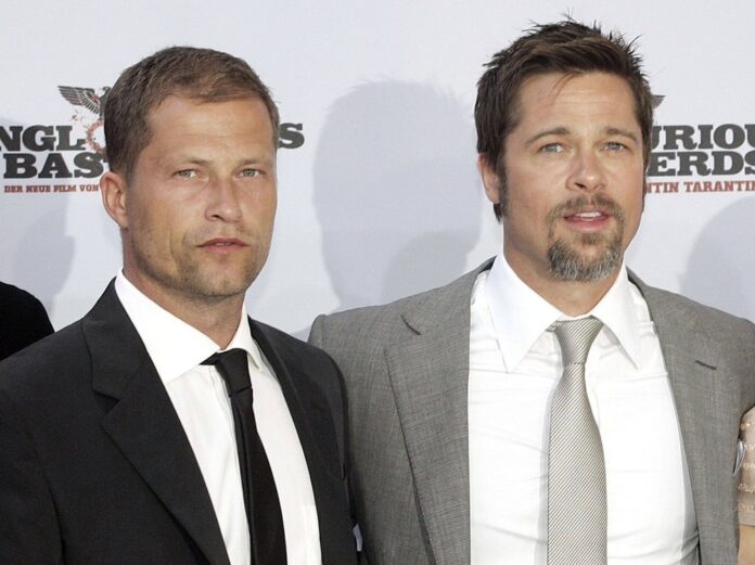 Til Schweiger (l.) und Brad Pitt bei der Berlin-Premiere von 