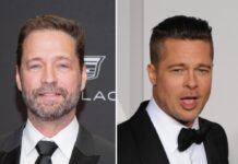 Jason Priestley (l.) und Brad Pitt teilten sich für kurze Zeit eine WG in einem "schäbigen Teil von Los Angeles".