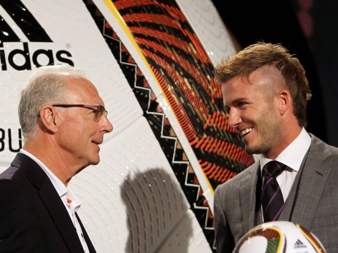 David Beckham (r.) und Franz Beckenbauer bei einem gemeinsamen Termin im Jahr 2010.