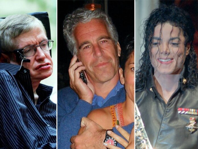Die Namen von Stephen Hawking (l.) und Michael Jackson (r.) sind nun im Zusammenhang mit dem Epstein-Skandal genannt worden.