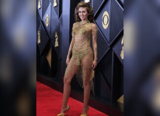 Miley Cyrus auf dem roten Teppich der Grammy Awards 2024 in Los Angeles.