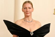 Sandra Hüller hatte für die Oscars ein imposantes Kleid gewählt.
