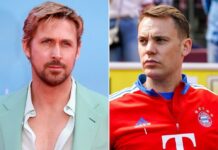 Ryan Gosling (l.) und Manuel Neuer trafen sich in Berlin.